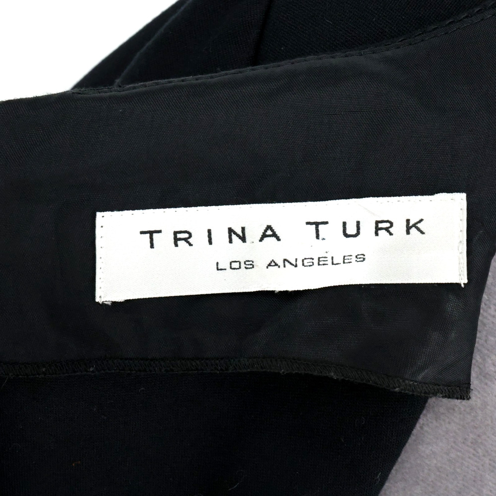 Trina Turk Dress Women Small Hijinx Black Green Mod Bell Sleeve Sheath Knit - Picture 3 of 15